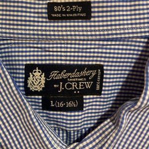 L JCrew gingham blue shirt like new